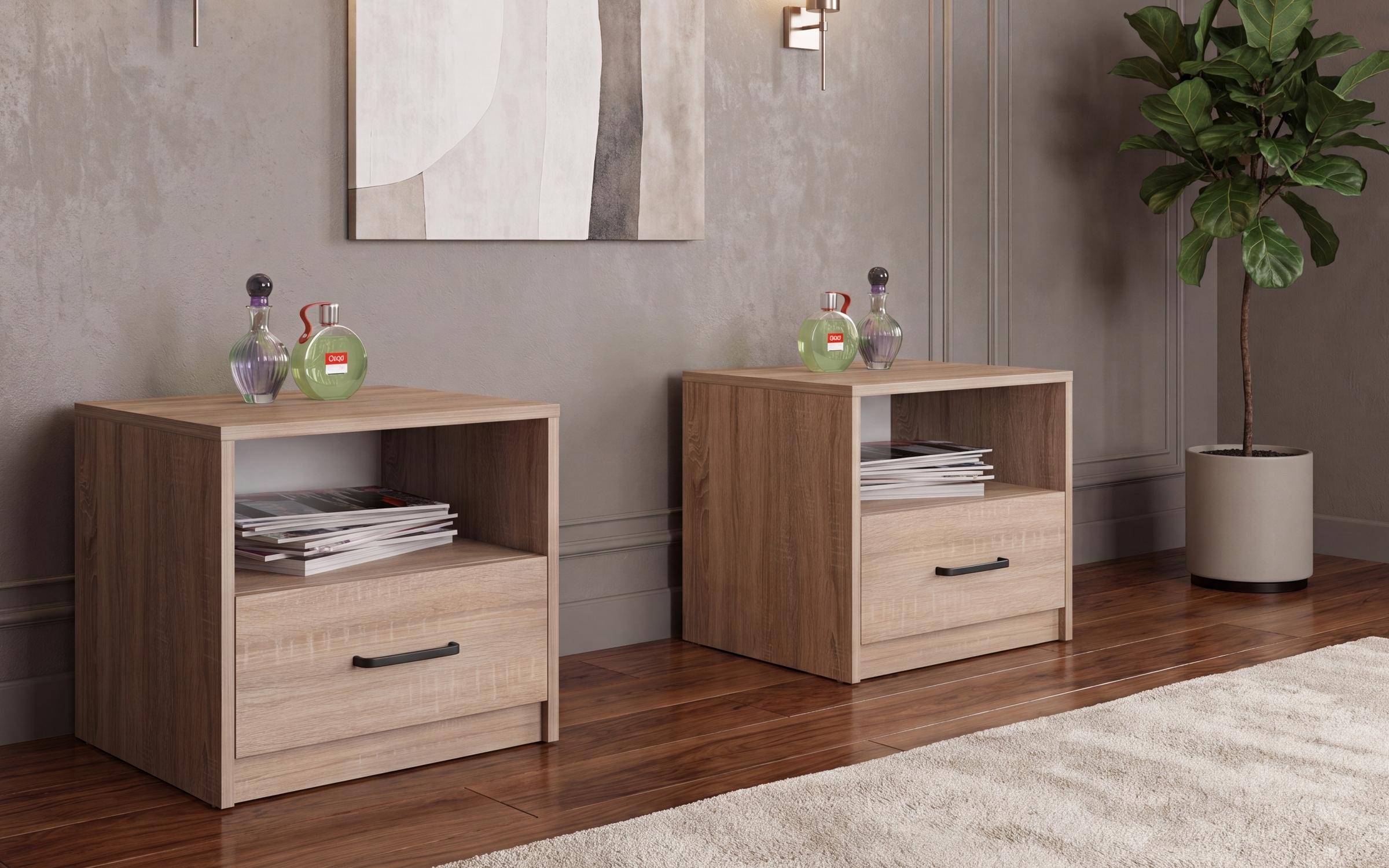 Σετ 2 κομοδίνα Uni, δρυς sonoma  1
